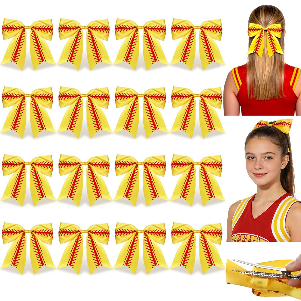 NFAMRZCAR front pack of 16 softball bows showing team-ready quantity and bright colors