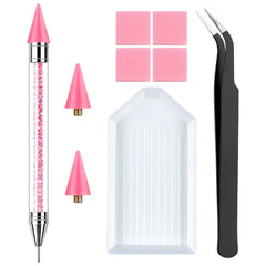 NFRBTD rhinestone pen front view showing ergonomic grip and pink finish benefit precision