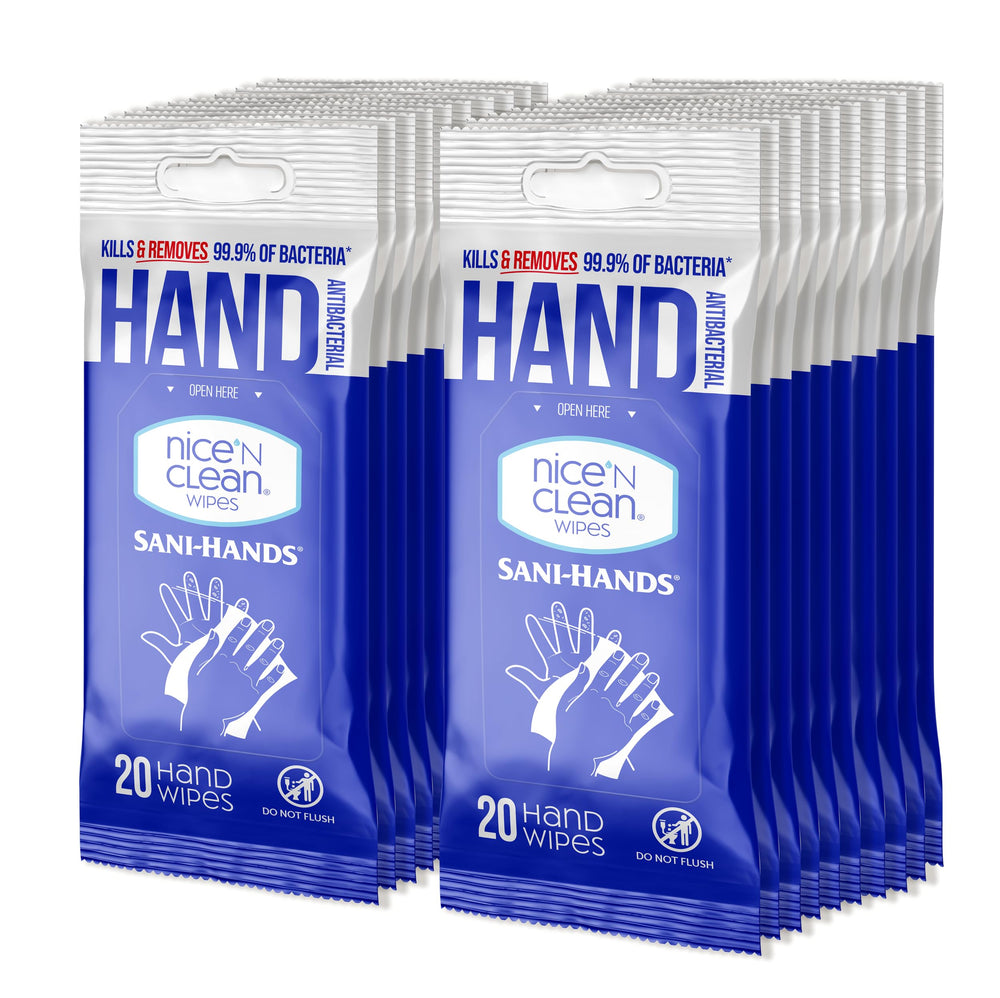 Nice 'N Clean front packaging showing blue 400-count tub and branding benefits