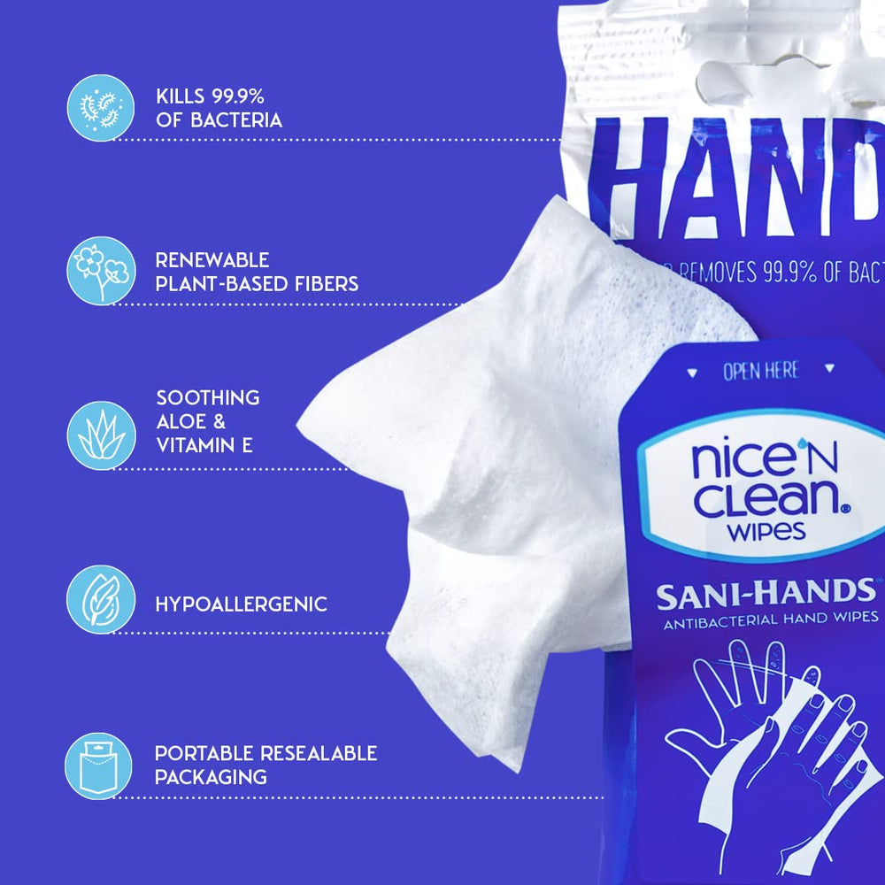 Nice 'N Clean wipe in hand wiping food, demonstrating effective dirt removal
