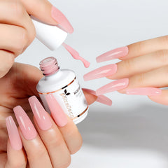 Nicedeco close-up application on a natural nail demonstrating smoothing and repair benefit