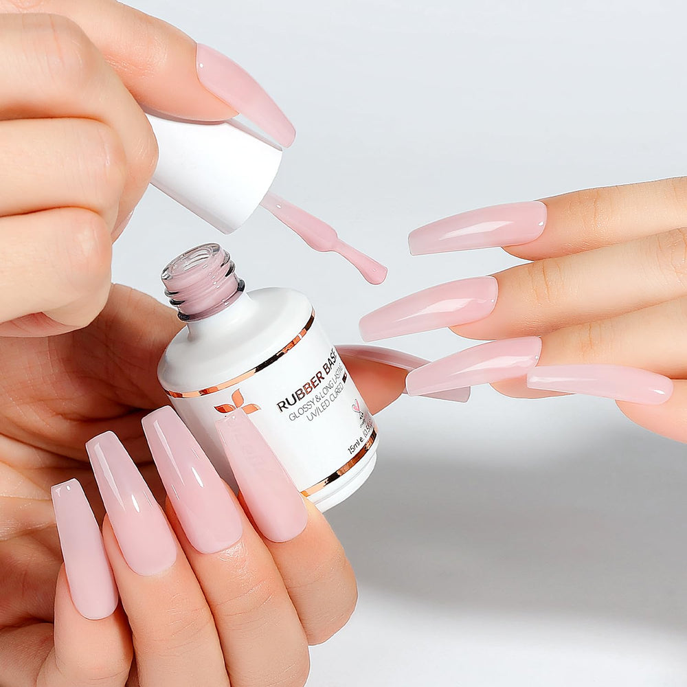 Nicedeco finished manicure lifestyle shot showing glossy purplish-pink result that lasts longer