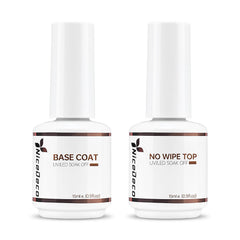 Nicedeco front packaging showing both 15ml base and top coat bottles and clear branding to display contents