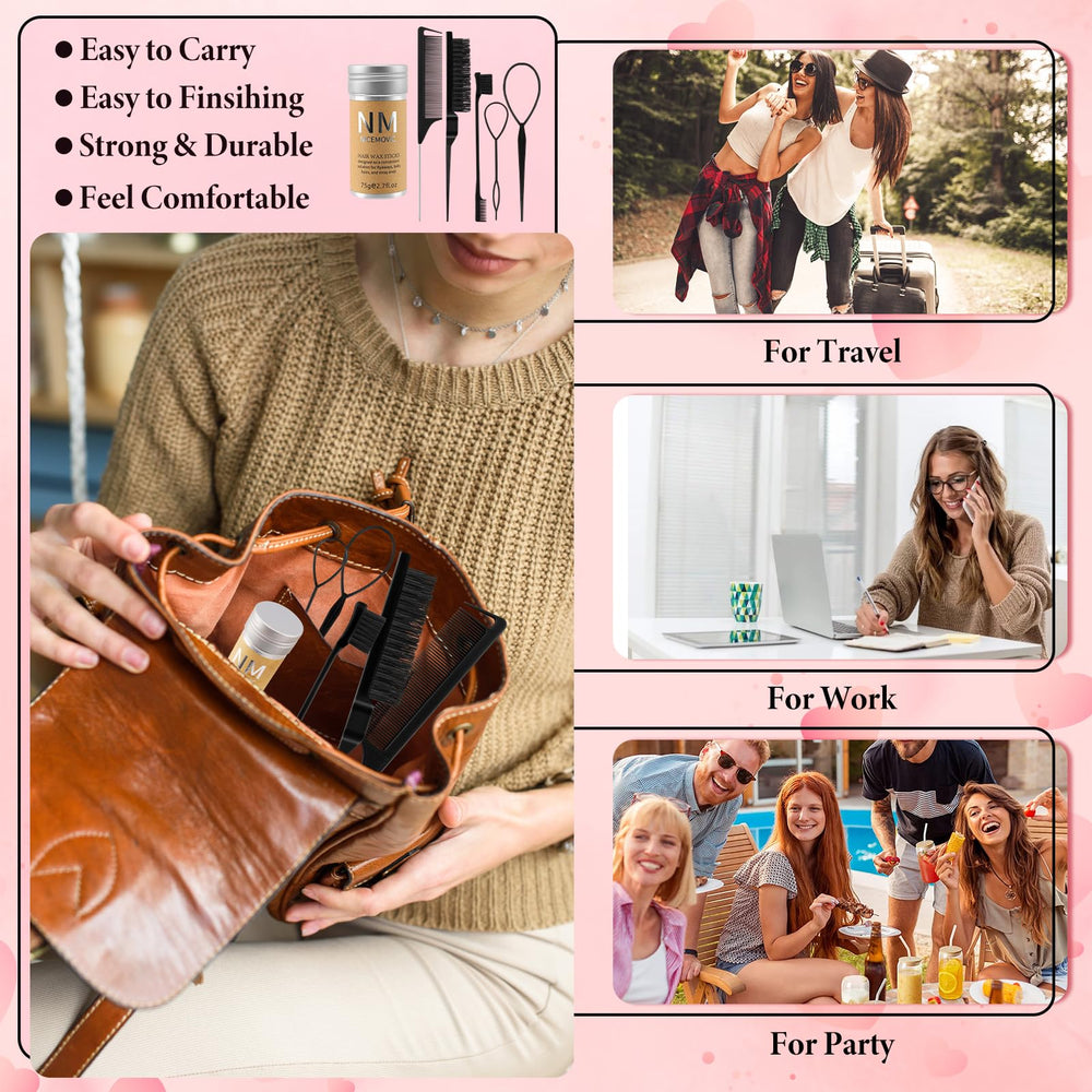 NICEMOVIC kit tucked in a handbag showing on-the-go grooming ease