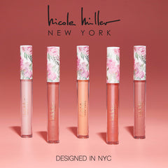Nicole Miller individual gloss tubes lined up displaying shades for easy selection