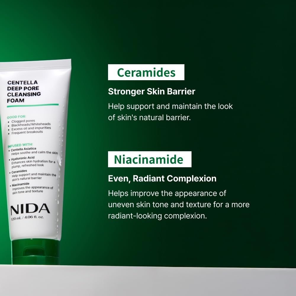 NIDA bottle back label displaying ingredient list and pH-balanced benefit