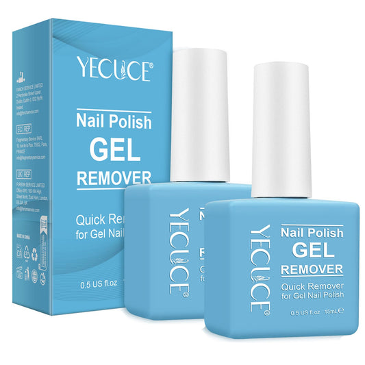 NIFEISHI front packaging showing two 15ml gel remover bottles and benefits