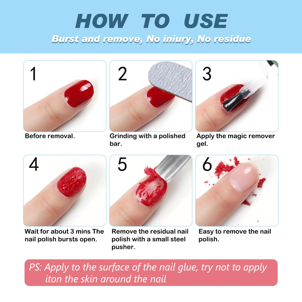 NIFEISHI product in use brushing remover onto nail for quick removal