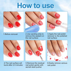 NIFEISHI remover in use on a hand model removing gel polish quickly for easy at-home changes