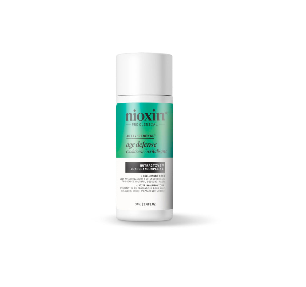 NIOXIN front bottle showing product and compact travel size benefit