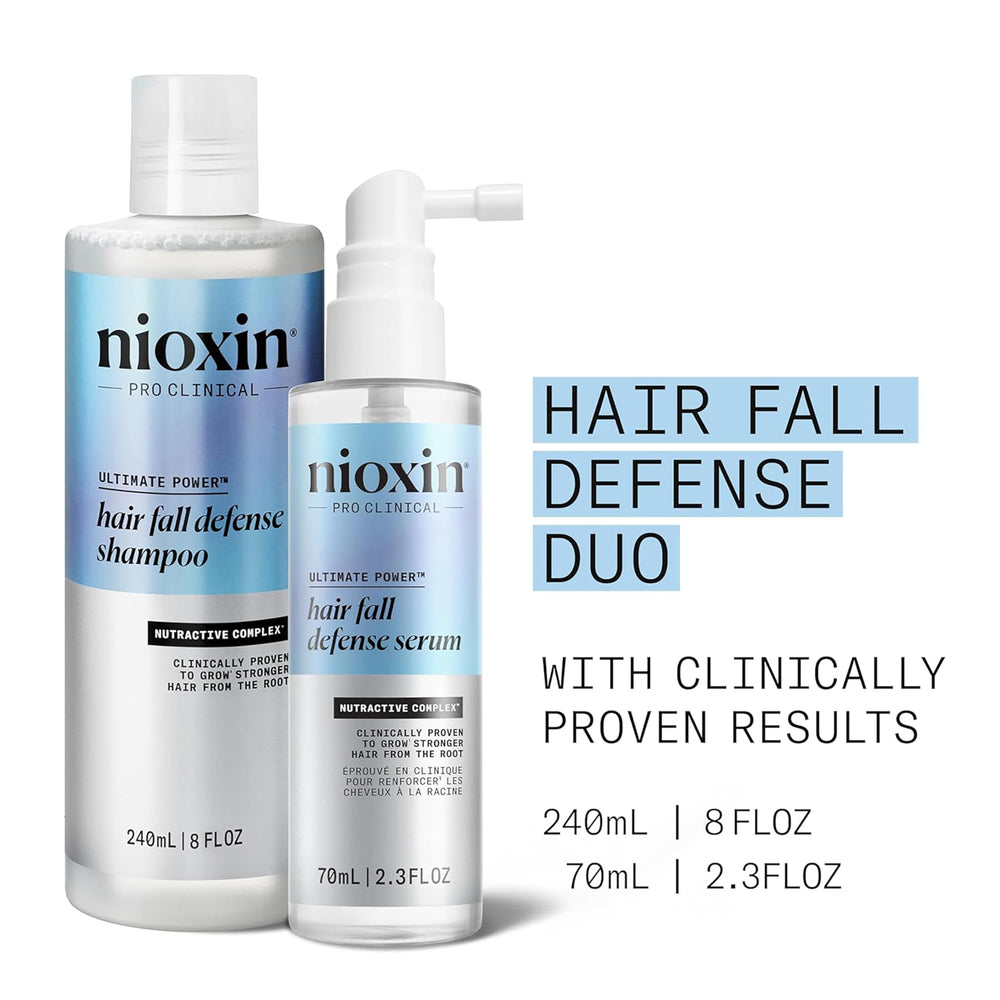 Nioxin shampoo pouring from bottle to show cleansing action and residue removal