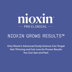 Before and after hair shots with Nioxin demonstrating improved-looking density