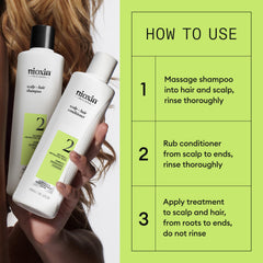 Nioxin bottles beside ruler illustrating full-size three month supply