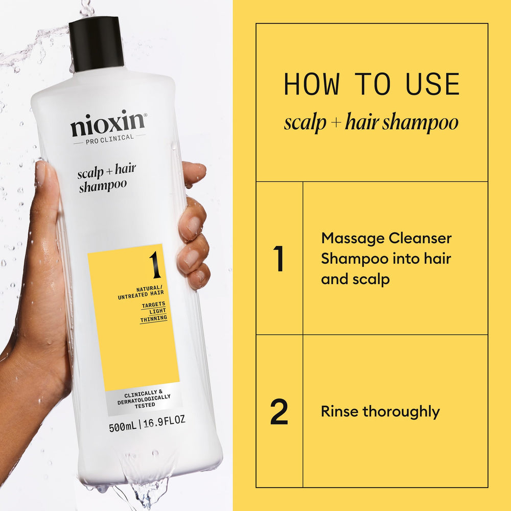 NIOXIN 16.9 fl oz bottle size comparison to visualize scale