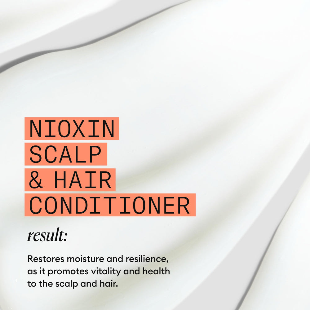 Nioxin 33.8 fl oz bottle next to everyday items showing generous supply benefit