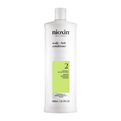 Nioxin System 2 front packaging shows brand and benefit for fuller-looking hair