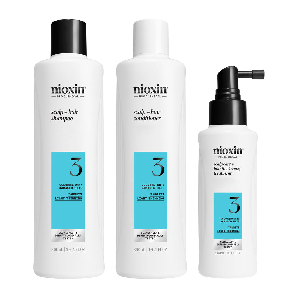 NIOXIN front packaging showing full three-step kit and benefits