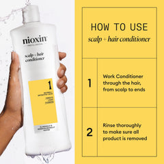 NIOXIN size comparison in hand showing generous 33.8 fl oz supply