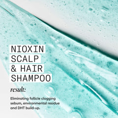 NIOXIN bottle beside ruler showing 16.9 fl oz scale and value