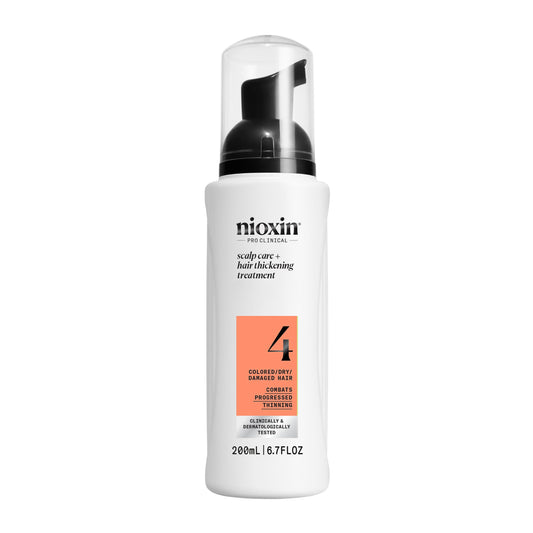 NIOXIN front packaging showing 6.8 oz treatment, communicates professional results