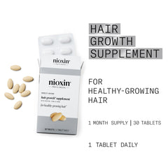 NIOXIN tablet beside ruler demonstrating size and easy dosing