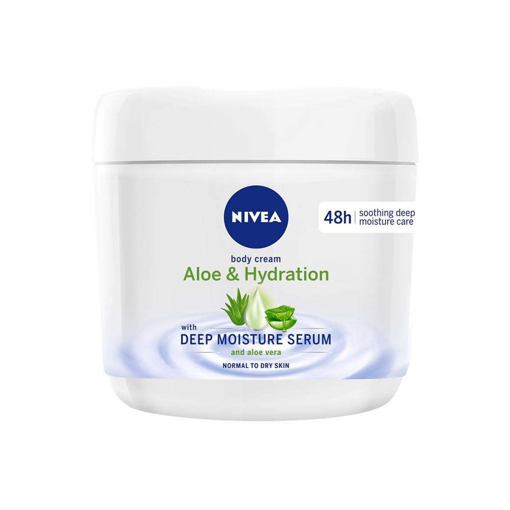 NIVEA jar front showing label and aloe benefits for daily hydration