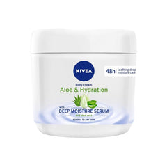 NIVEA jar front showing label and aloe benefits for daily hydration