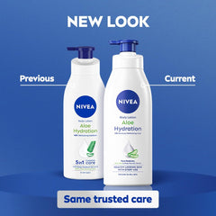 NIVEA aloe hydration with aloe leaf close-up highlighting natural aloe extract soothing benefit