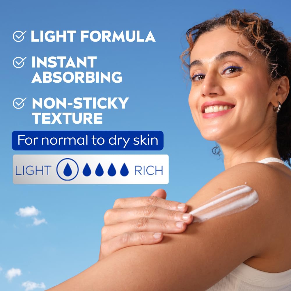 NIVEA aloe hydration lotion texture close-up demonstrating lightweight, fast-absorbing formula