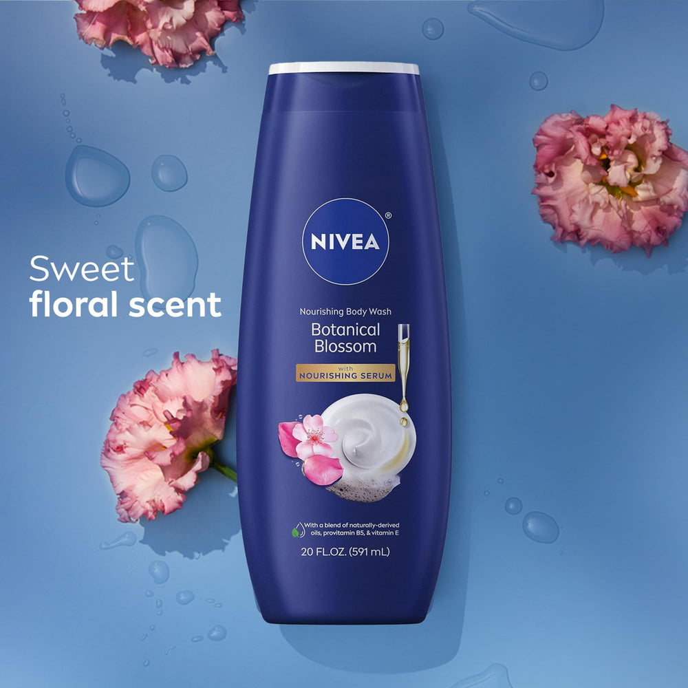 NIVEA bottle on shower shelf in lifestyle setting for daily use