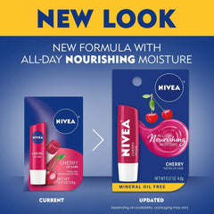 NIVEA close-up of cherry tint showing subtle reddish shine for natural look