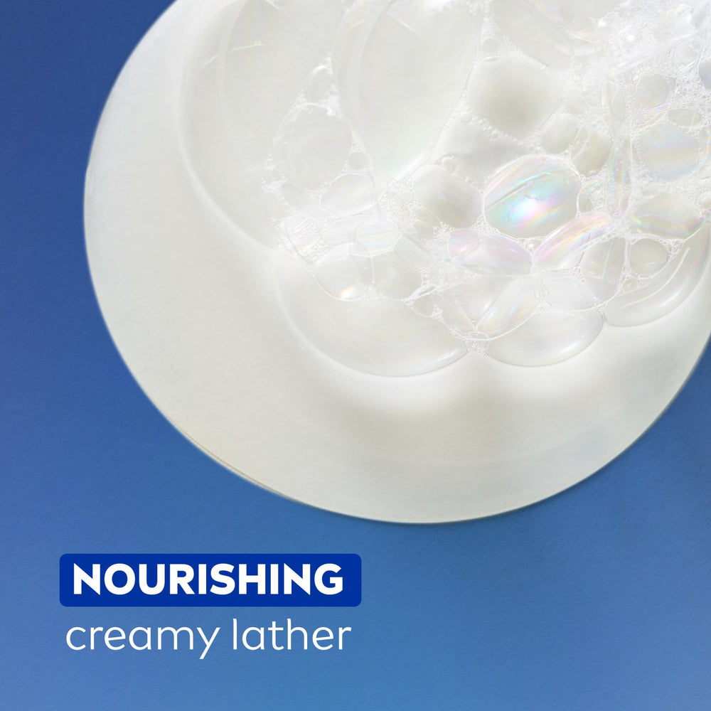 NIVEA label showing 50% recycled plastic bottle for eco-friendly choice