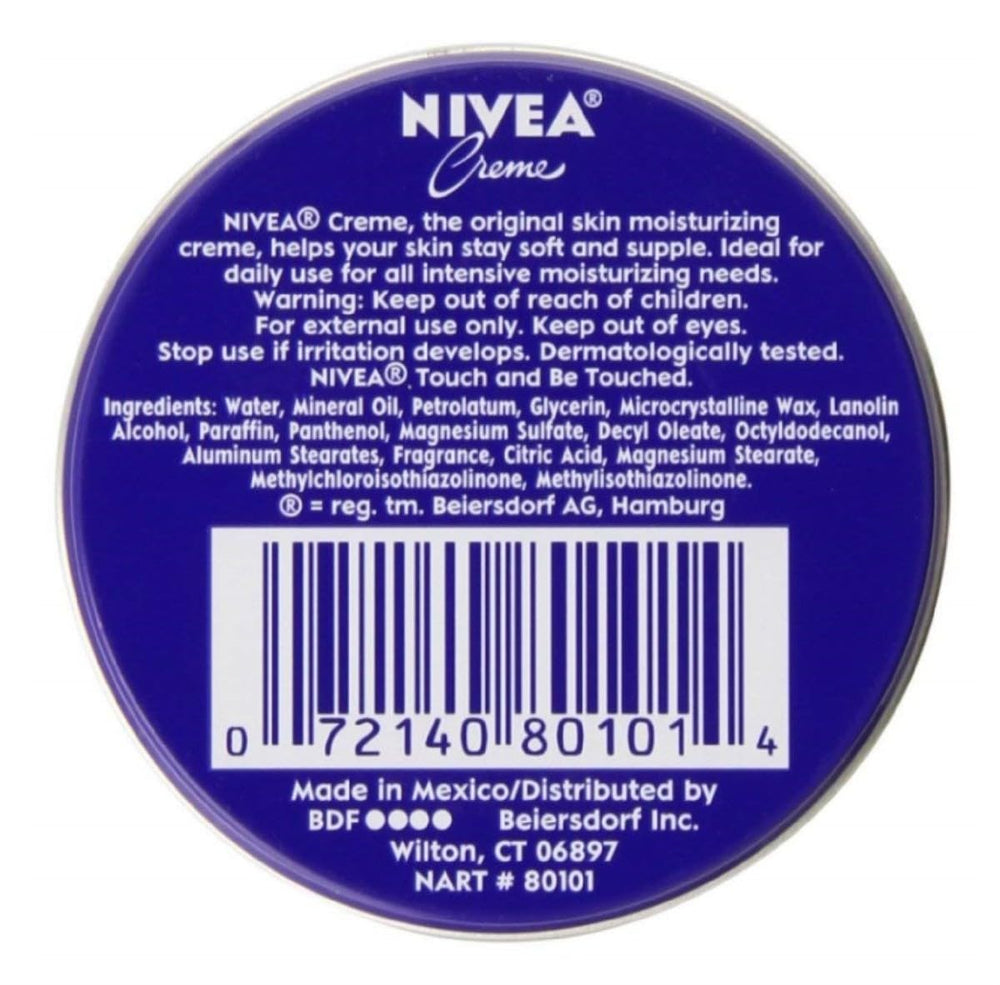 NIVEA open 1 oz tin close-up displaying creamy texture for smooth hydration