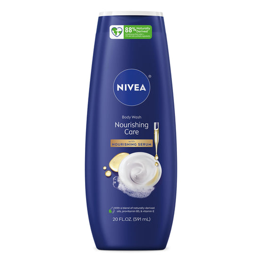 NIVEA front bottle showing nourishing care and moisturizing benefit