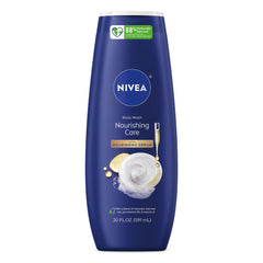 NIVEA front bottle showing nourishing care and moisturizing benefit