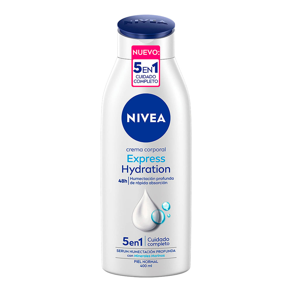 NIVEA front packaging showing 400 ml and quick hydration benefit