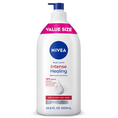 NIVEA pump bottle front view showing value size and easy dispensing benefit