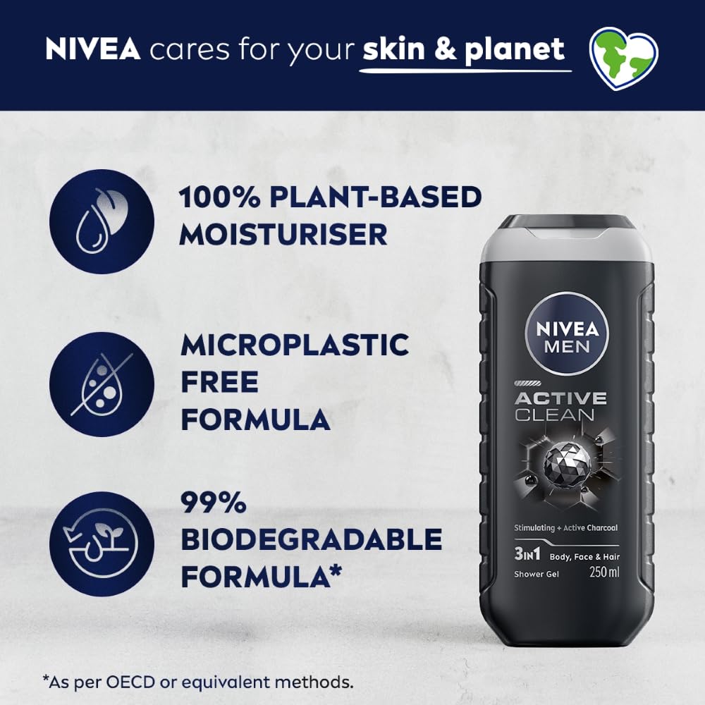 NIVEA MEN face application image showing gentle facial cleansing benefit