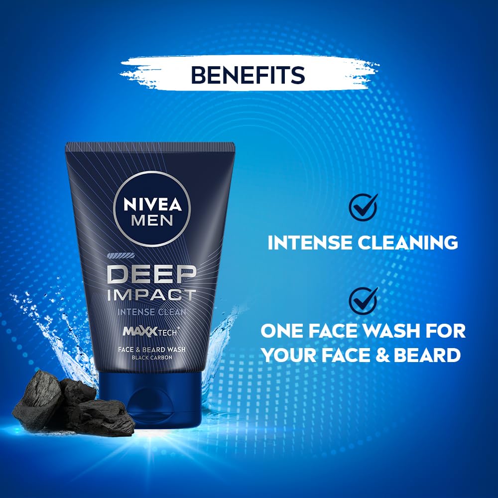 NIVEA Men gel texture close-up demonstrating black carbon appearance and easy lather