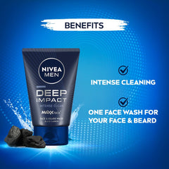NIVEA Men gel texture close-up demonstrating black carbon appearance and easy lather