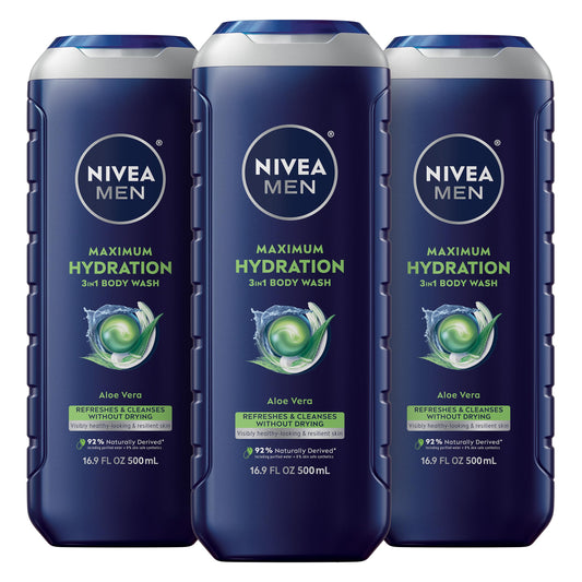 NIVEA MEN front packaging showing bottle and hydrating label benefit