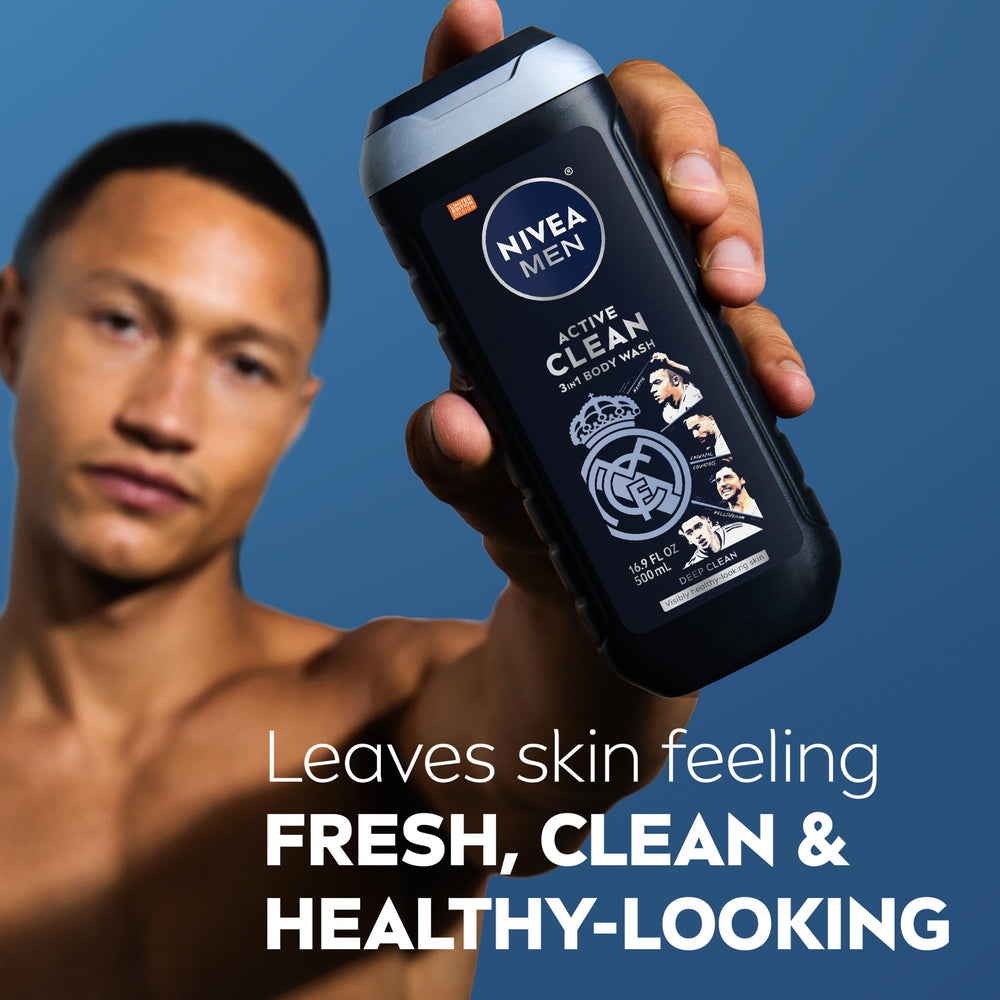NIVEA MEN in-shower use showing quick 3-in-1 convenience and refreshment