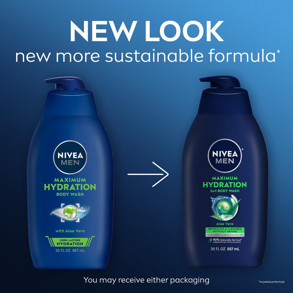 NIVEA MEN pump closeup highlighting easy dispensing benefit
