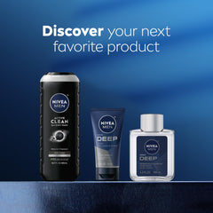 NIVEA MEN 30 oz bottle next to sink showing scale and value