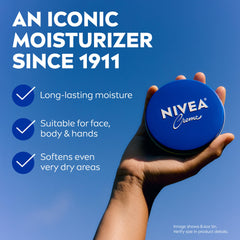 open NIVEA tin revealing creamy texture for intense hydration benefit