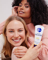 NIVEA with shea butter spoon illustrating nourishing lipids for softer skin