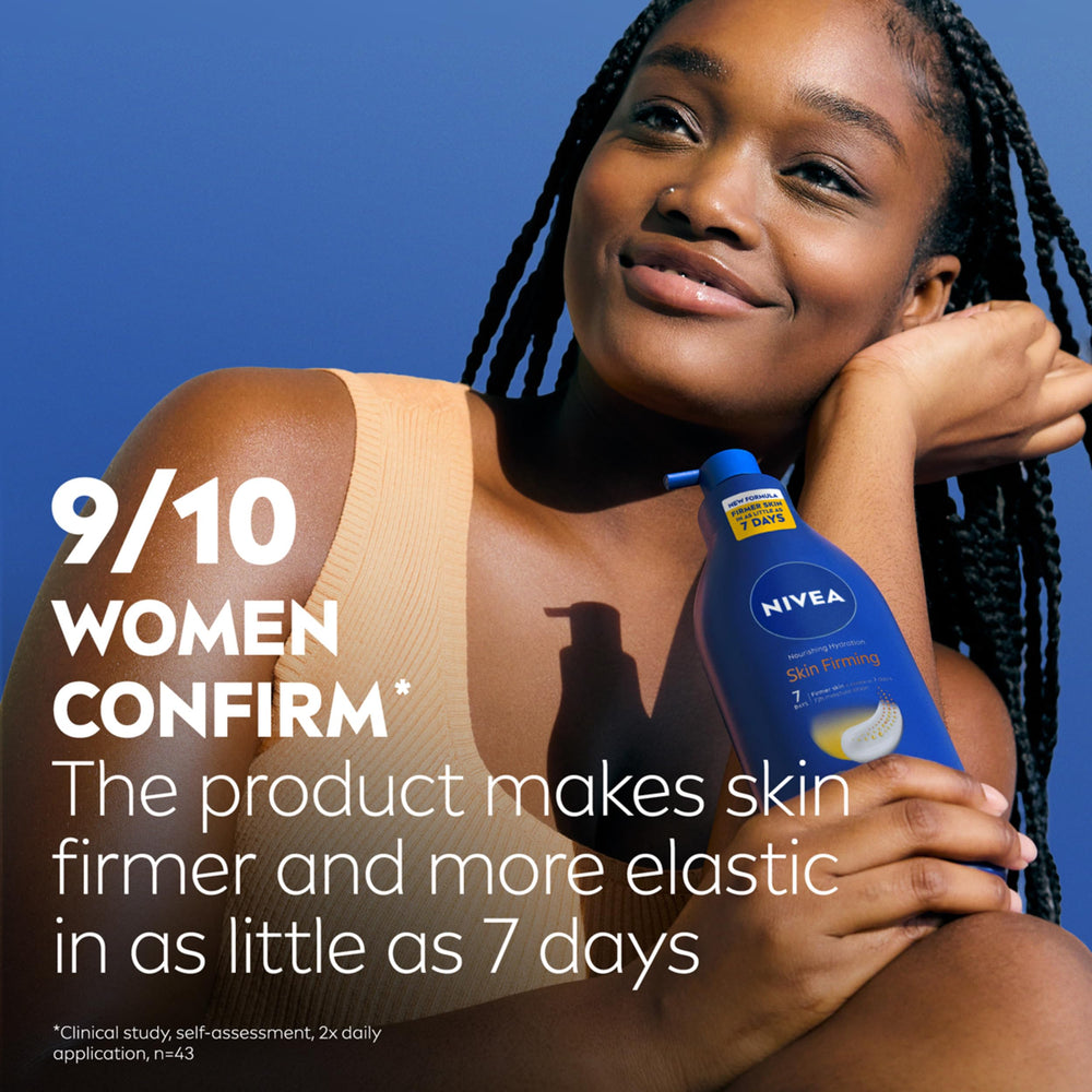NIVEA bottle in hand conveying the 16.9 oz scale and convenient pump
