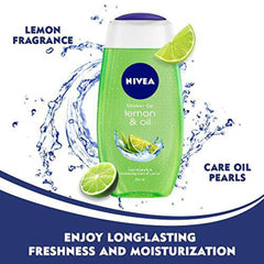 NIVEA bottle next to hand for scale showing 250ml size and travel-friendly benefit