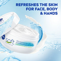Applying NIVEA Soft cream on hand for quick hydration and non-greasy feel