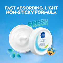 NIVEA Soft applied to face indicating lightweight moisture under makeup